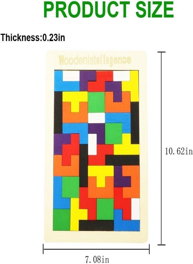 هاهالاند مجموعة أحجية خشبية روسية من هاهالاند مكونة من 40 قطعة مع حقيبة تخزين - لعبة تعليمية لتنمية الذكاء على غرار لعبة تيتريس للأطفال من سن 3 إلى 8 سنوات، أحجية خشبية مونتيسوري لتعليم العلوم والتكنولوجيا والهندسة والرياضيات وتنمية المهارات الحركية الدقيقة للأطفال. - Image 3